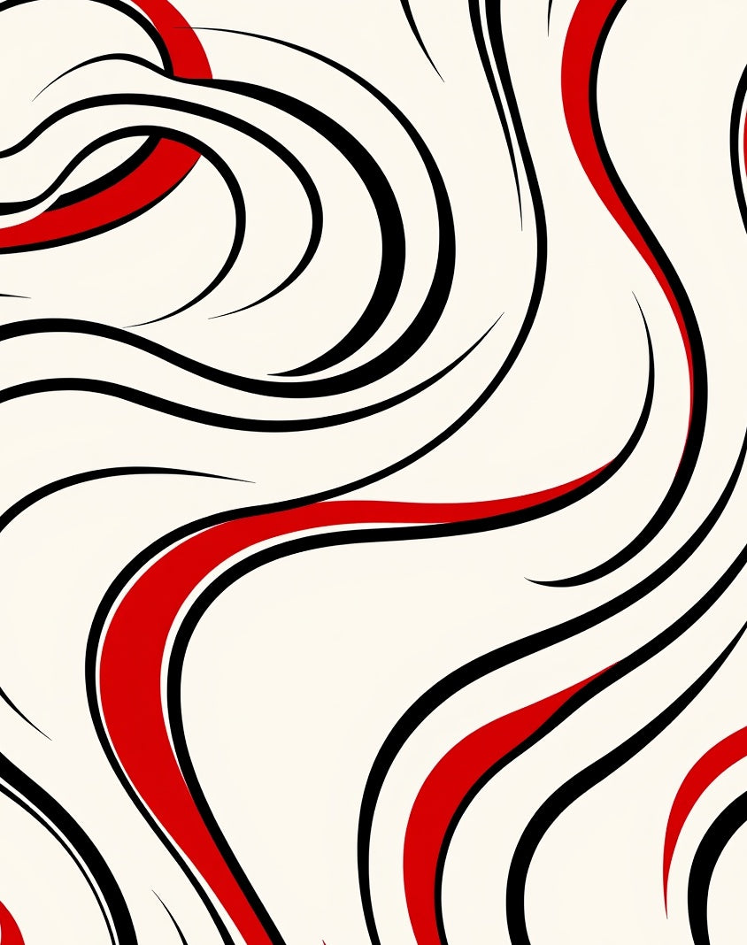 Crimson Black Swirl Flow Rug