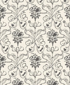 Art Nouveau Gray Floral Swirl Rug