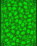 Vibrant Neon Green Playing Cards Cluster Rug
