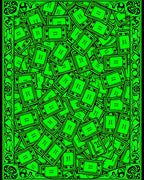 Vibrant Neon Green Playing Cards Cluster Rug