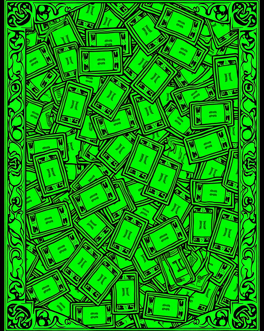 Vibrant Neon Green Playing Cards Cluster Rug
