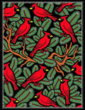 Red Cardinals Amidst Green Pine Sprigs Rug
