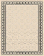 Geometric Beige Lattice Border Rug