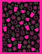 Hot Pink Lime Green Floral Teacup Snowflakes Rug