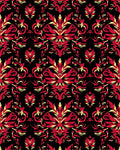 Rich Red Black Curving Floral Rhapsody Rug