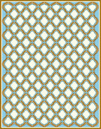 Fretwork Quatrefoil Geometric Blue Cream Rug