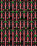 Vertical Red Green Stripes Bow Harlequin Rug