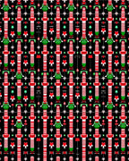 Vertical Red Green Stripes Bow Harlequin Rug