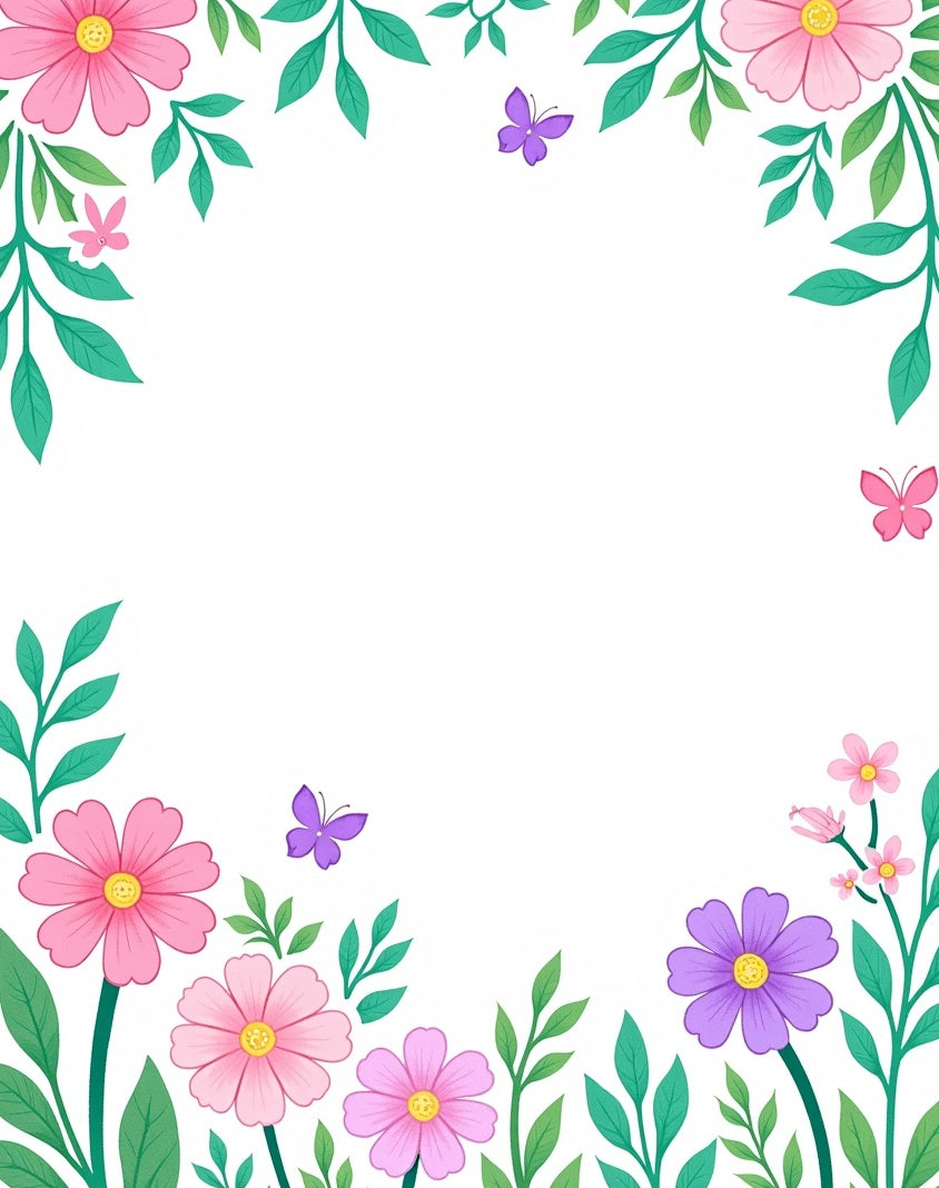 Pink Purple Blooming Garden Butterfly Rug
