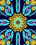 Yellow Teal Bloom Mandala Rug
