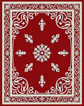 Scarlet White Scrollwork Garden Medallion Rug