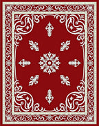 Scarlet White Scrollwork Garden Medallion Rug
