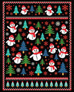 Festive Snowmen Christmas Trees Snowflakes Rug