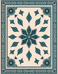 Aqua Cursive Bloom Border Rug