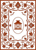 Brown Maple Leaf Lantern Frame Rug
