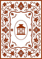 Brown Maple Leaf Lantern Frame Rug
