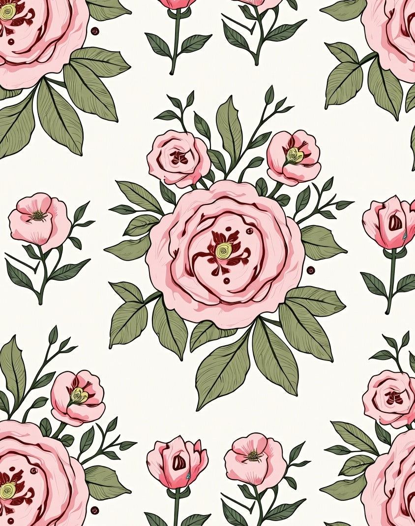 Delicate Pink Rose Garden Meadow Rug