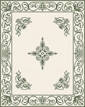 Antique Green Scrollwork Border Rug