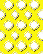 Vibrant Yellow White Geometric Medallion Rug