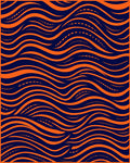 Bold Orange Navy Flowing Waves Rug