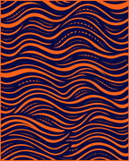 Bold Orange Navy Flowing Waves Rug