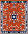 Terracotta Ornate Floral Medallion Rug