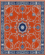 Terracotta Ornate Floral Medallion Rug