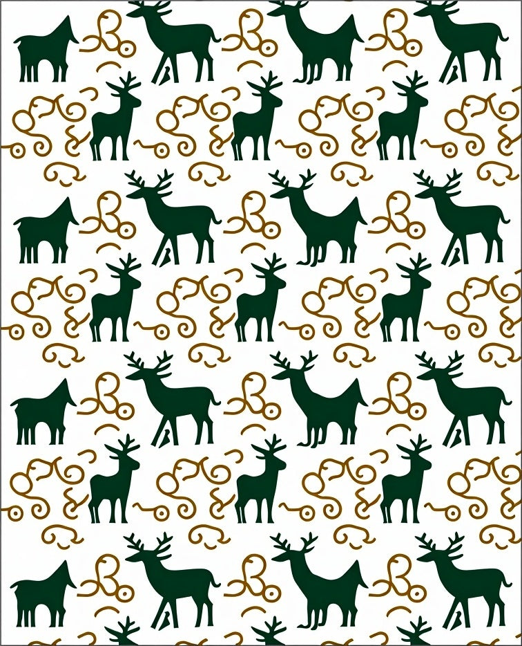 Dark Green Deer With Brown Swirls Rug