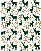 Dark Green Deer With Brown Swirls Rug