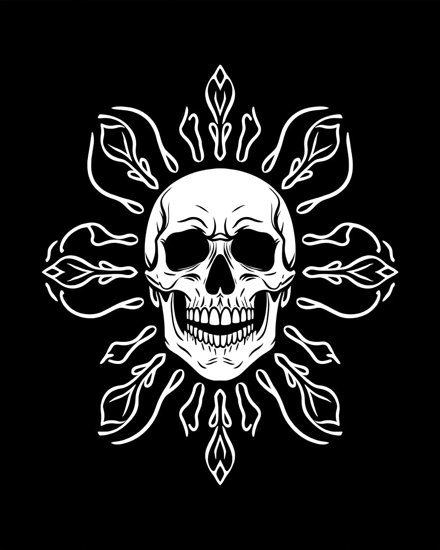 White Skull Sun Mandala Rug