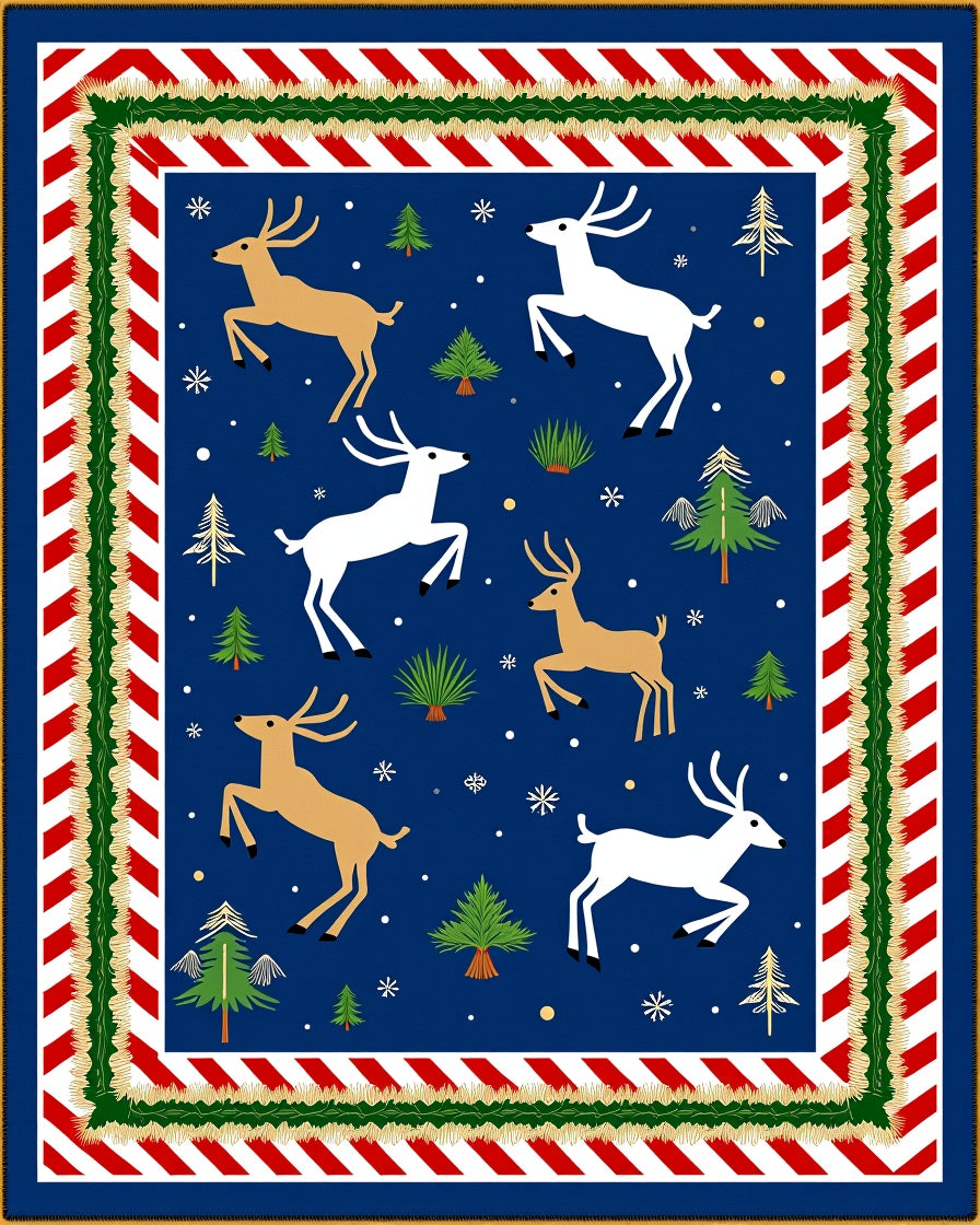 Rustic White and Tan Reindeer Forest Rug