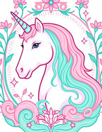 Pastel Pink Unicorn Floral Frame Rug