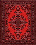 Crimson Black Ornate Scroll Medallion Rug