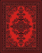 Crimson Black Ornate Scroll Medallion Rug