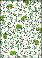Whimsical Green Frogs Berry Vines Rug