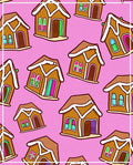 Whimsical Gingerbread Houses Pink Background Rug