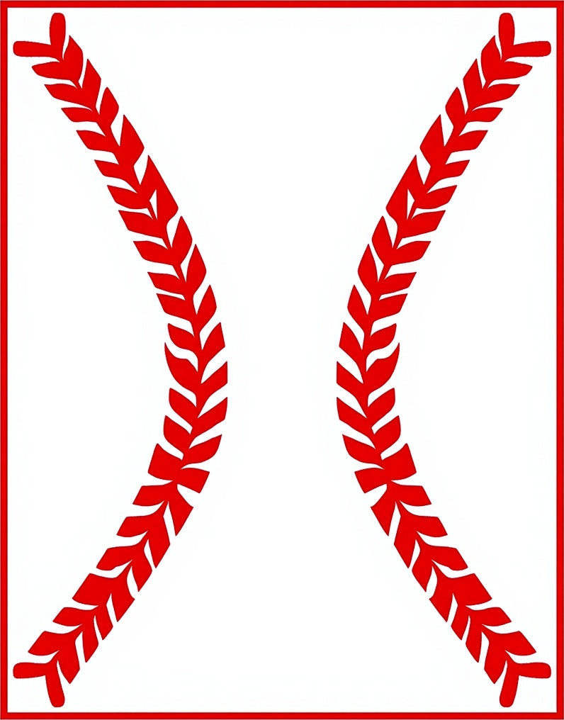 Crimson Stitch Baseball White Rug