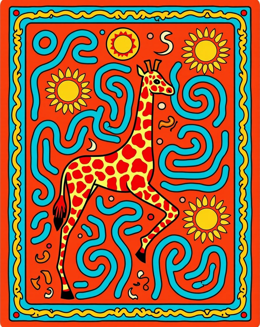 Orange Giraffe Sun Maze Rug