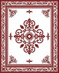 Regal Crimson Floral Medallion Border Rug