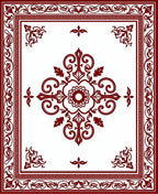 Regal Crimson Floral Medallion Border Rug