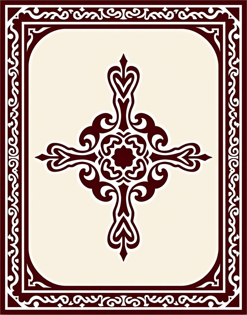 Elegant Crimson Scrollwork Medallion Rug
