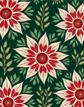 Crimson Ivory Floral Branch Green Rug