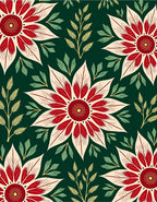 Crimson Ivory Floral Branch Green Rug