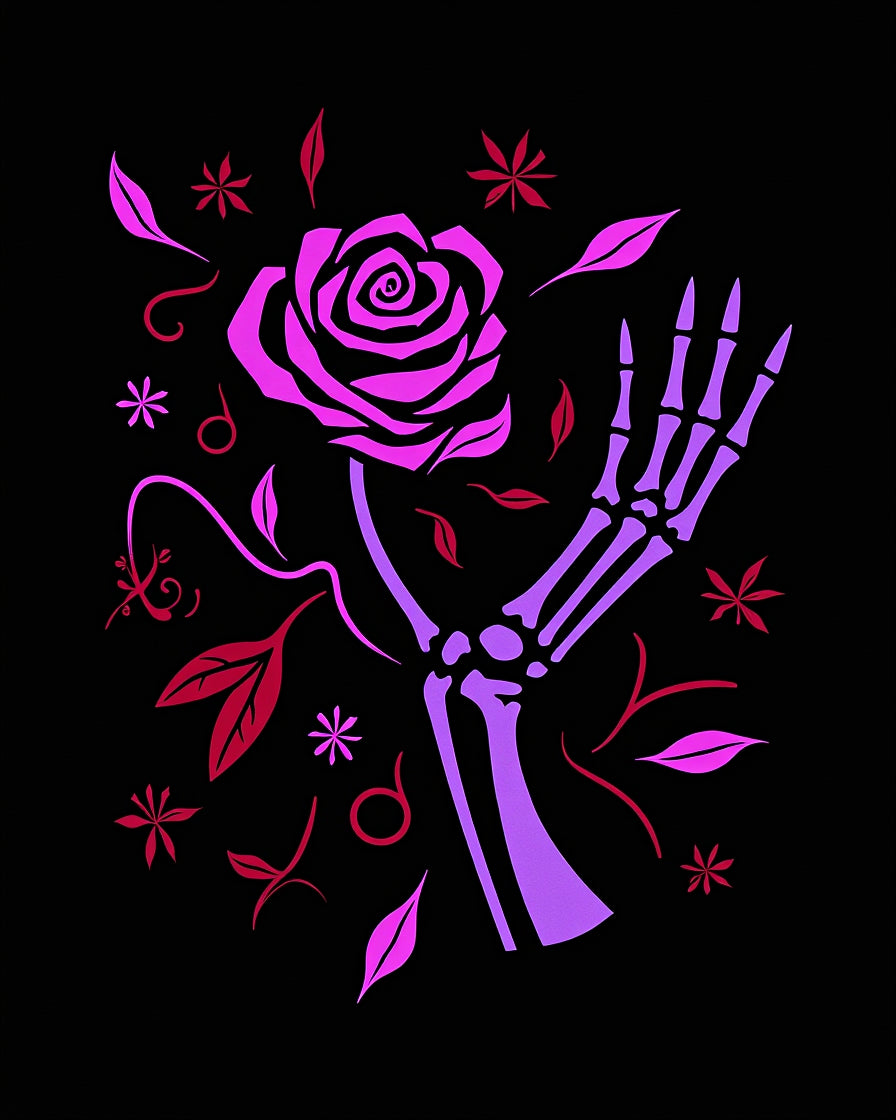 Gothic Skeleton Hand Rose Garden Rug