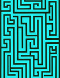 Bright Teal Black Maze Geometric Rug