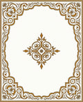 Ornate Golden Scrollwork Accent Rug