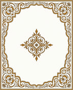 Ornate Golden Scrollwork Accent Rug