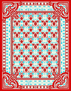 Ornate Red Turquoise Geometric Medallion Rug
