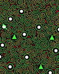 Black Green Yellow Swirl Geometric Rounds Rug