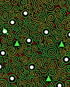 Black Green Yellow Swirl Geometric Rounds Rug